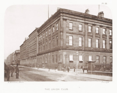 Façade of the Union Club in Manchester, The Union Club, page, photomechanical print, number: 'Pl.