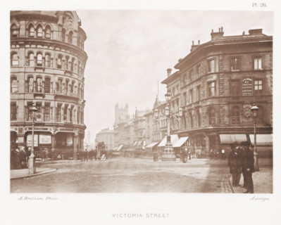 View of Victoria Street in Manchester, Victoria Street, page, photomechanical print, number: 'Pl.