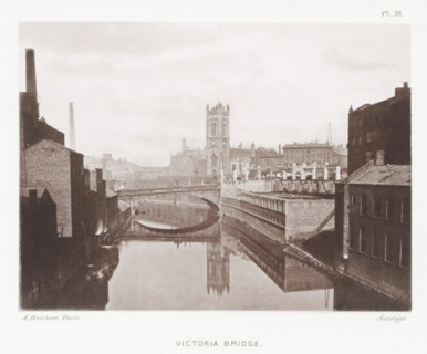 Victoria Bridge, View of the Victoria Bridge over the Irwell in Manchester, page, photomechanical