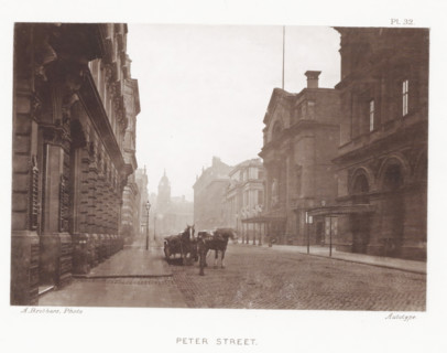 View of Peter Street in Manchester, Peter Street, page, photomechanical print, number: 'Pl. 32.',