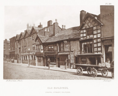 View of Chapel Street in Salford, Old buildings, Chapel Street, Salford, page, photomechanical