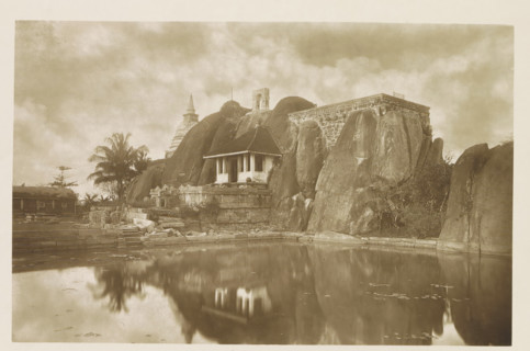 Monolithic cistern at Anuradhapura, Sri Lanka, page, photomechanical print, signature: 'Woodbury P