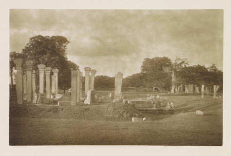 Ruins near the Ruanwelisaya stupa at Anuradhapura, Sri Lanka, page, photomechanical print, title: