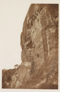 View of the gallery at the Lion Rock, Sigiriya, Sri Lanka, page, photomechanical print, title: