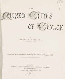 The ruined cities of Ceylon, book, name: 'J. Hanley Power', writer (clerical worker): Henry William