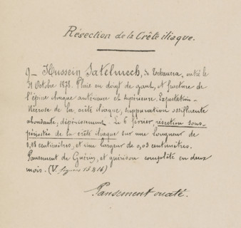 Portrait of Hussein Sateluiech after an operation on his iliac crest, photograph, page, number: