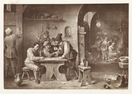 Photo reproduction of a print after a painting, depicting the interior of an inn, photograph,