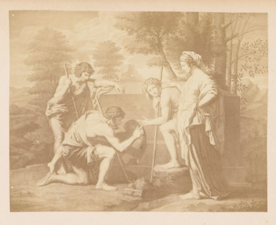 Photo reproduction of a print after the painting Et in Arcadia ego, photograph, reproduction, page,