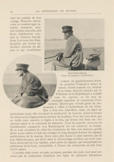 Railway line at Peterhof and a troika, page, photomechanical print, inscription: 'Péterhof., Troika