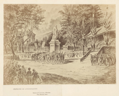 Photo reproduction of a drawing of the unveiling ceremony of the statue of Charles-François de