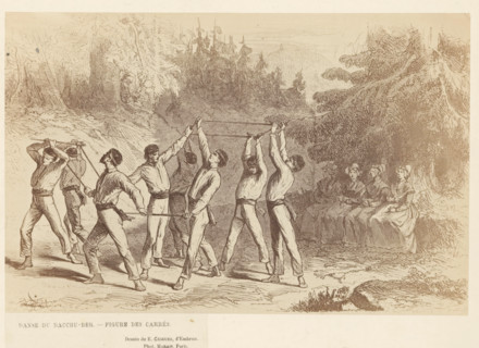 Dabse du Bacchu-Ber. -Figure des Carrés, Photo reproduction of a drawing of dancers doing the folk