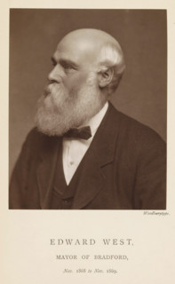 Portrait of Edward West, Edward West, mayor of Bradford, page, photomechanical print, inscription: