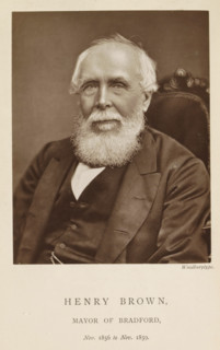 Henry Brown, mayor of Bradford, Portrait of Henry Brown, page, photomechanical print, inscription: