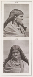 Two portraits of a Toda woman with earrings, page, photomechanical print, Above a profile photo,