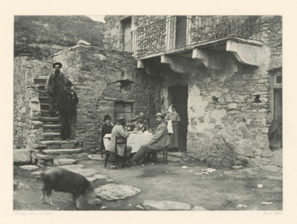 Breakfast company in Casta, Déjeuner à Casta, page, photomechanical print, photographer: Roland