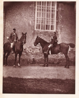 Two hunters on horseback, page, photomechanical print, photographer: Léon Cremière, France, cliché