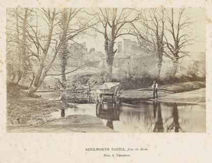 Kenilworth Castle, from the Brook, View of Kenilworth Castle, with a man with a handcart in the