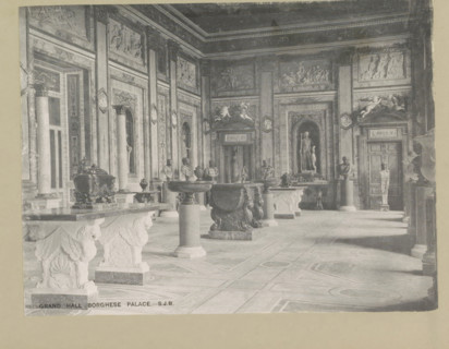 Grand hall Borghese palace, page, photomechanical print, photographer: Samuel J. Beckett, Palazzo