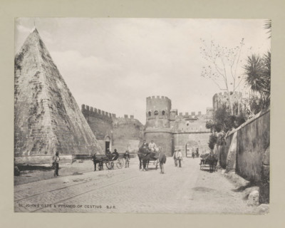 St John's gate & pyramid of Cestius, page, photomechanical print, photographer: Samuel J. Beckett,