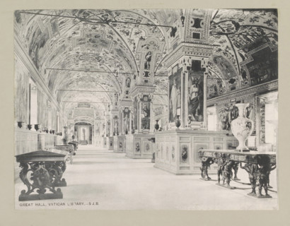 Great hall, Vatican library, page, photomechanical print, photographer: Samuel J. Beckett,