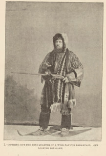 Portrait of probably Egerton Ryerson Young as a hunter, with a rifle, a hooded jacket and