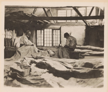 Interior of a sail-making workshop, page, photomechanical print, number: 'Plate XVIII',