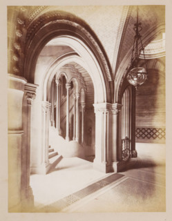Staircase in Manchester Town Hall, photograph, page, title: 'The Circular Staircases',