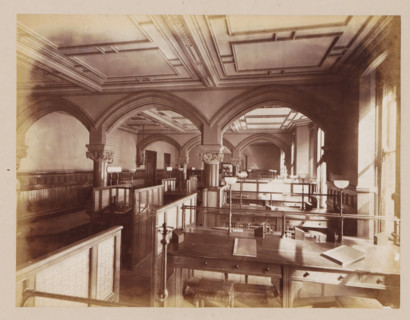 Office in Manchester Town Hall, photograph, page, title: 'The Gas Office', photographer: J. McLeod,