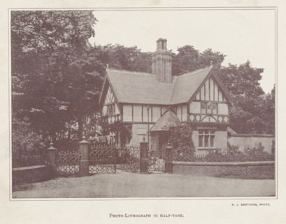 Exterior of a house, page, photomechanical print, photographer: A. Brothers & Co., c. 1889 - in or