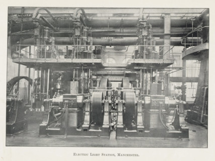 Electric light stations, Manchester, page, photomechanical print, photographer: Brothers, WJ, c.