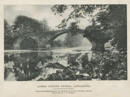Lower Hodder Bridge, Lancashire, page, photomechanical print, photographer: JD Geddes, printmaker: