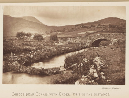 Bridge near Corris with Cader Idris in the distance, Bridge in a landscape near Corris, with a view