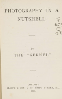 Photography in a nutshell, book, publisher: Iliffe & Son, London, 1891, textile materials,
