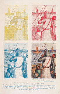 Four photo reproductions of a print depicted in different colours, depicting Richard I the