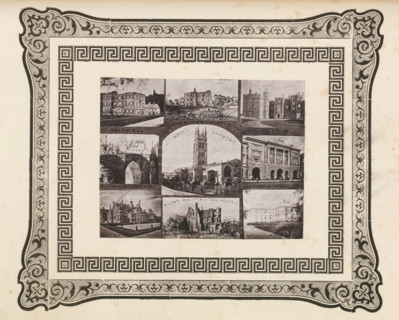 Nine views of buildings and ruins in West Dorset, page, photomechanical print, photomontage,