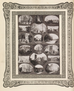 Eighteen views of churches and buildings in West Dorset, page, photomechanical print, photomontage,