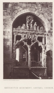 Harrington monument in the Cartmel Priory, Harrington monument, Cartmel church, page,