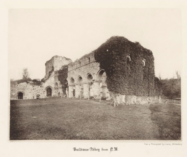 Buildwas Abbey from NW, View of the ruins of Buildwas Abbey, page, photomechanical print,