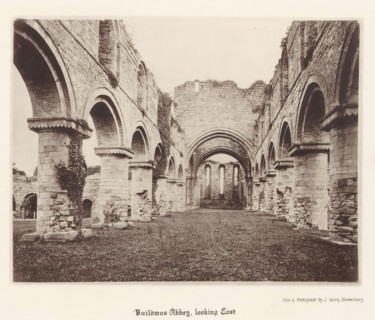 Buildwas Abbey, looking east, Interior of the ruins of Buildwas Abbey, page, photomechanical print,
