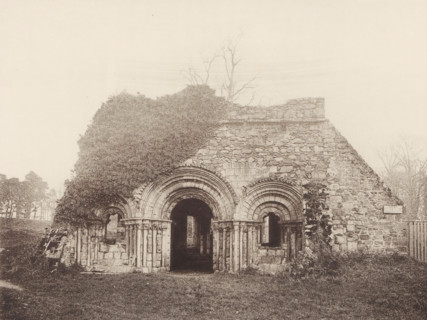 Chapter House, Haughmond Abbey, View of the ruins of the chapter house of Haughmond Abbey, page,
