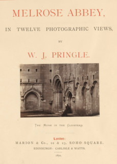 Monk in the courtyard of Melrose Abbey, The Monk in the Cloisters, photograph, page, photographer: