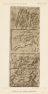 Bas-relief (presumably) on the Stela of Saba'a, Stele de Saba, Arabie, page, photomechanical print,
