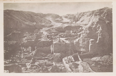 View of a diamond mine in South Africa, presumably near Kimberley, page, photomechanical print,