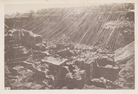 View of the diamond mine at Kimberley in South Africa, page, photomechanical print, number: 'Pl.