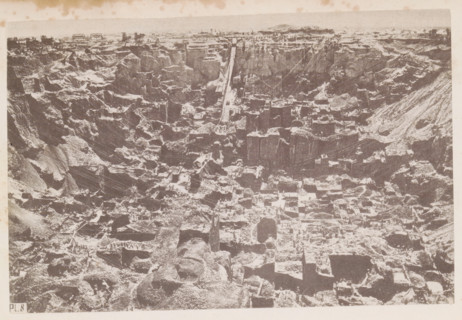 View of a diamond mine in South Africa, presumably near Kimberley, page, photomechanical print,