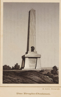 Das Broglio-Denkmal, Photo reproduction of a print of the obelisk for the Broglio brothers in the