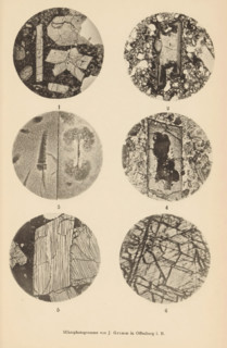 Six microscopic enlargements of minerals, page, photomechanical print, Image 1 2, 3, 4 and 5 is