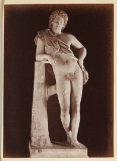 Resting Satyr by Praxiteles in the Capitoline Museums, photograph, page, Rome, c. 1850 - in or