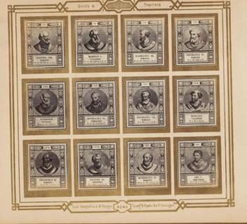 Photo reproduction of twelve portraits of popes, photograph, reproduction, page, photographer: M.