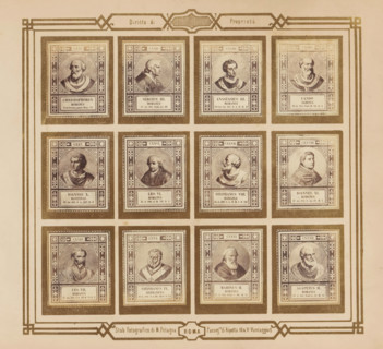 Photo reproduction of twelve portraits of popes, photograph, reproduction, page, photographer: M.